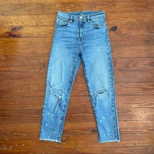 BDG High Waist Distressed Ankle Length Raw Edge Jean